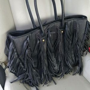 Black Fringe Carlos Santana Handbag